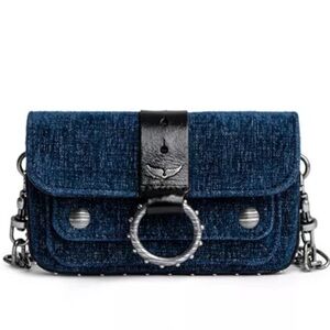 Zadig & Voltaire Kate Denim Wallet On A Chain Crossbody Clutch